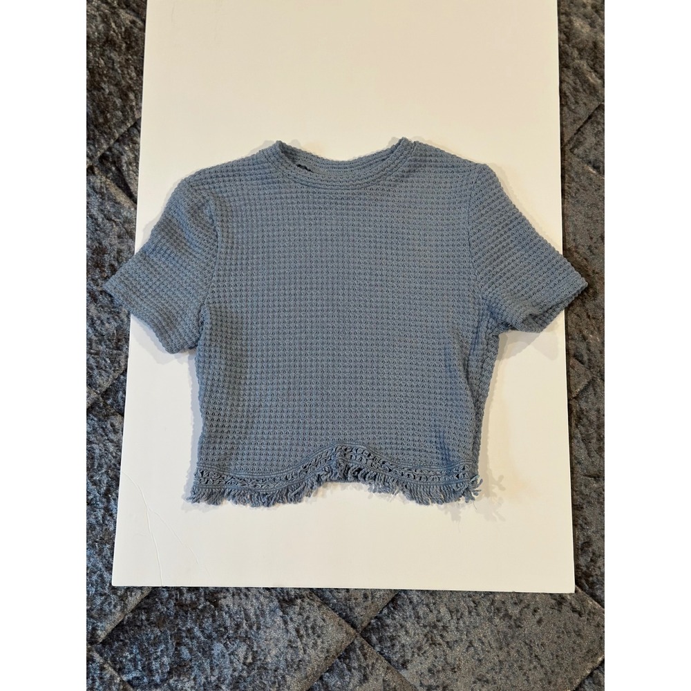 Waffle Knit Crop Top Women's Size Small Baby Blue EUC